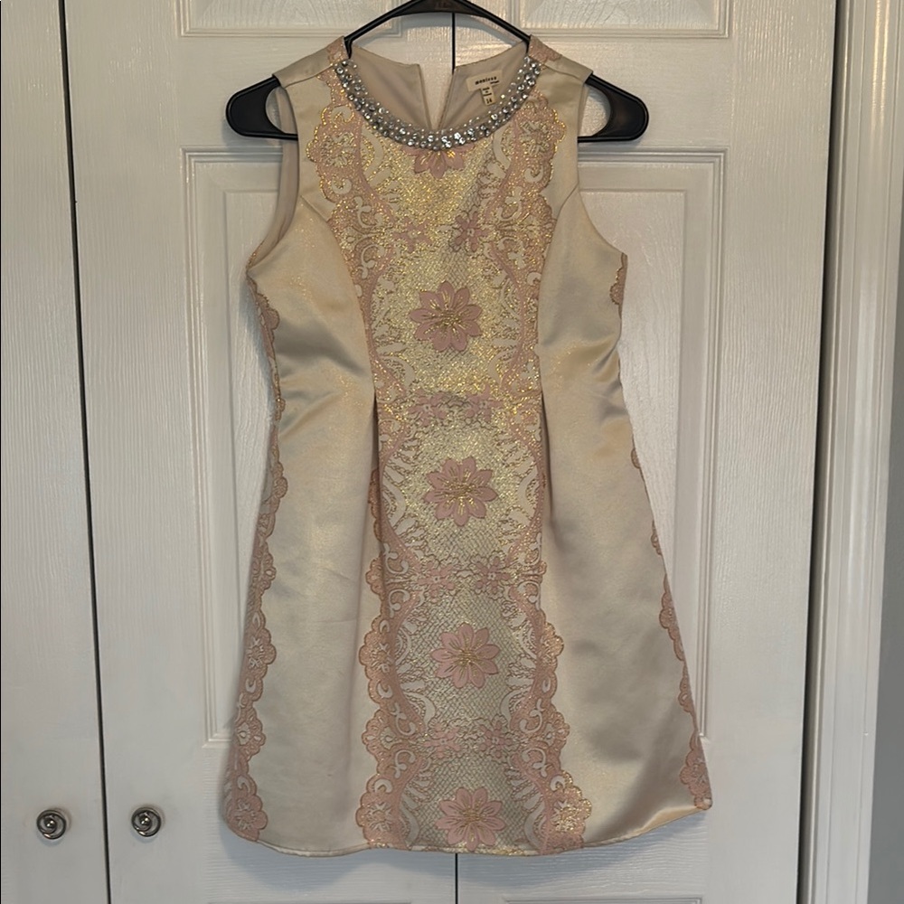 Elegant Cream and Pink Kids Dress